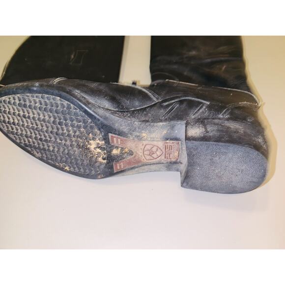 Last Chance - Ariat Equestrian Black Leather Knee-High Riding Boots Slip On 8F - Picture 4 of 9